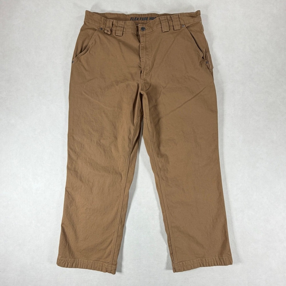 Duluth Trading Co Flex Fire Hose Brown Work Pants Mens 38x30 Carpenter Canvas